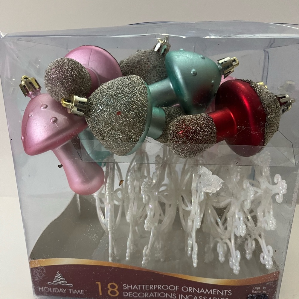 Christmas Mushrooms colourful mushrooms, and snowflakes new Christmas Ornaments